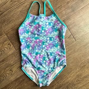 Girls SPEEDO Mermaid 1pc Swimsuit M Blue Green